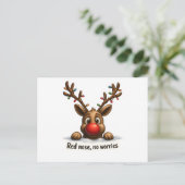 🎄 Funny Reindeer Holiday Card 🦌✨ Briefkaart (Staand voorkant)
