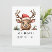 Funny Reindeer Holiday Christmas Kaart (Staand voorkant)