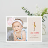 Funny Reindeer Holiday Fotokaart. Feestdagenkaart (Staand voorkant)