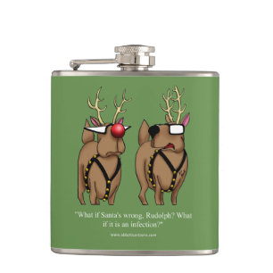 Funny Reindeer Humor Cartoon Holiday Flask Gift Heupfles