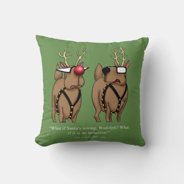 Funny Reindeer Humor Cartoon Pillow Gift Kussen (Voorkant)