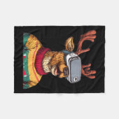 Funny Reindeer In Christmas Sweater And Vr Headset Fleece Deken (Voorkant (Horizontaal))
