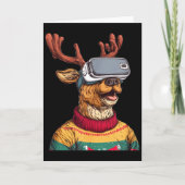 Funny Reindeer In Christmas Sweater And Vr Headset Kaart (Voorkant)