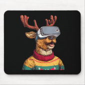 Funny Reindeer In Christmas Sweater And Vr Headset Muismat (Voorkant)