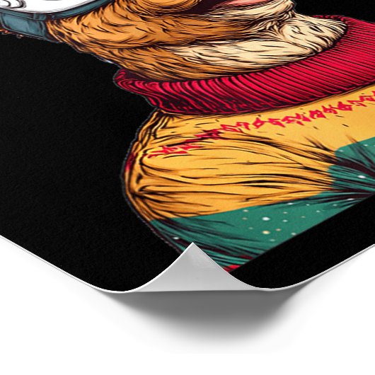 Funny Reindeer In Christmas Sweater And Vr Headset Poster (Hoek)