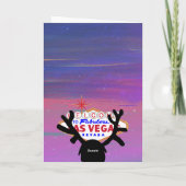 Funny Reindeer in Vegas Gevouwen Kerst Kaart (Achterkant)