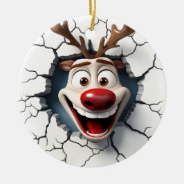 Funny Reindeer Keramisch Ornament