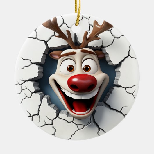 Funny Reindeer Keramisch Ornament (Voorkant)