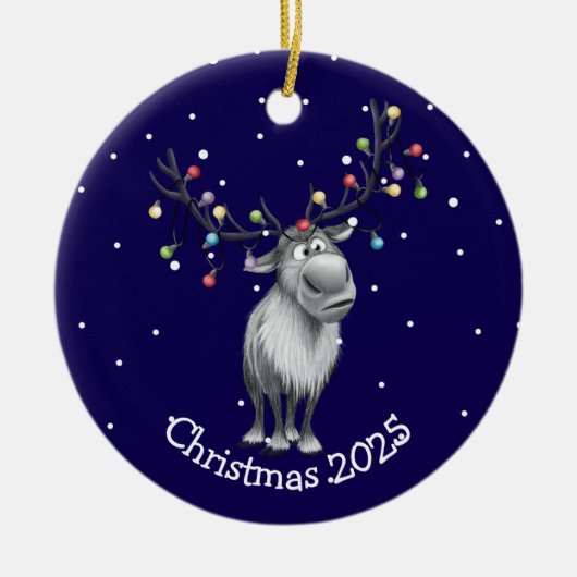 Funny Reindeer Keramisch Ornament (Voorkant)