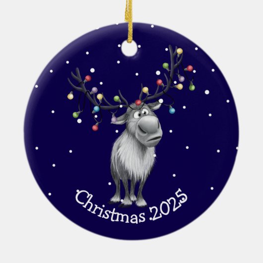 Funny Reindeer Keramisch Ornament (Achterkant)