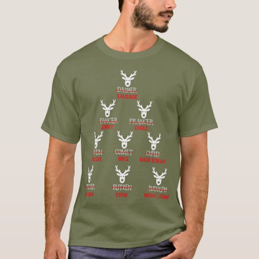 Funny Reindeer kerstboom Deer Bow Hunting T-shirt (Voorkant)