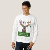 Funny Reindeer Kerstlantaarns Ugly Sweater (Voorkant volledig)