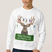 Funny Reindeer Kerstlantaarns Ugly Sweater (Voorkant)