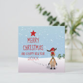 Funny Reindeer Kerstmis 2023 Kaart (Staand voorkant)