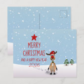 Funny Reindeer Kerstmis Nieuwjaar 2021 Feestdagenkaart (Voorkant / Achterkant)