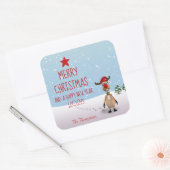 Funny Reindeer Kerstmis Nieuwjaar 2021 Vierkante Sticker (Envelop)