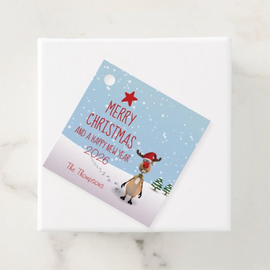 Funny Reindeer Kerstmis Nieuwjaar 2022 Bedankjes Labels (In situ)