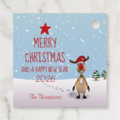 Funny Reindeer Kerstmis Nieuwjaar 2022 Bedankjes Labels (Achterkant)