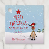 Funny Reindeer Kerstmis Nieuwjaar 2022 Bedankjes Labels (Voorkant)