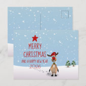 Funny Reindeer Kerstmis Nieuwjaar 2022 Briefkaart (Voorkant / Achterkant)
