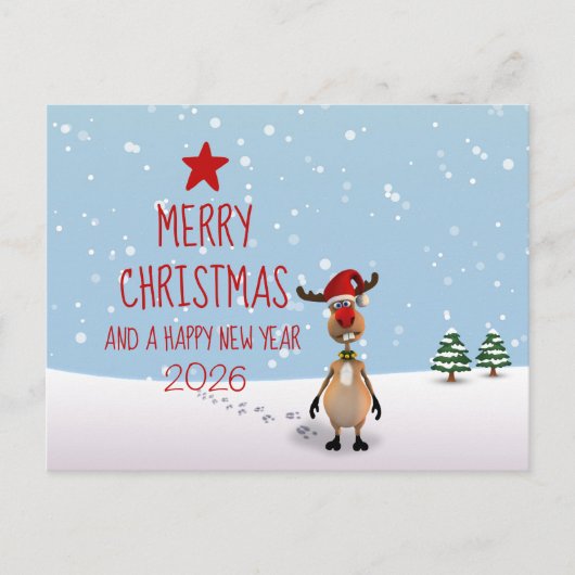 Funny Reindeer Kerstmis Nieuwjaar 2022 Briefkaart (Voorkant)