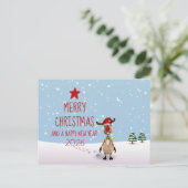 Funny Reindeer Kerstmis Nieuwjaar 2022 Briefkaart (Staand voorkant)
