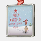 Funny Reindeer Kerstmis Nieuwjaar 2022 Metalen Ornament (Links)