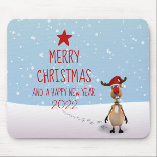 Funny Reindeer Kerstmis Nieuwjaar 2022 Muismat