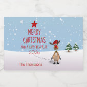 Funny Reindeer Kerstmis Nieuwjaar 2022 Voedselcontainer Etiket (Enkel label)