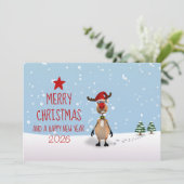 Funny Reindeer Kerstmis nieuwjaarskaart 2022 (Staand voorkant)