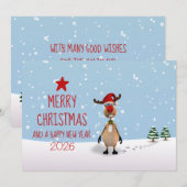 Funny Reindeer Kerstmis nieuwjaarskaart 2022 (Voorkant / Achterkant)