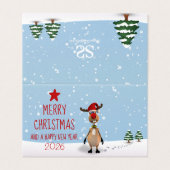 Funny Reindeer Kerstmis nieuwjaarskaart 2022 Kaart (Buitenkant ongevouwen)