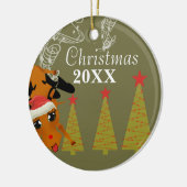 Funny Reindeer Kerstparen Foto Ornament (Links)