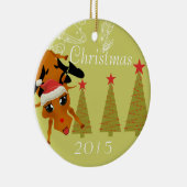 Funny Reindeer Kerstversiering Keramisch Ornament (Rechts)