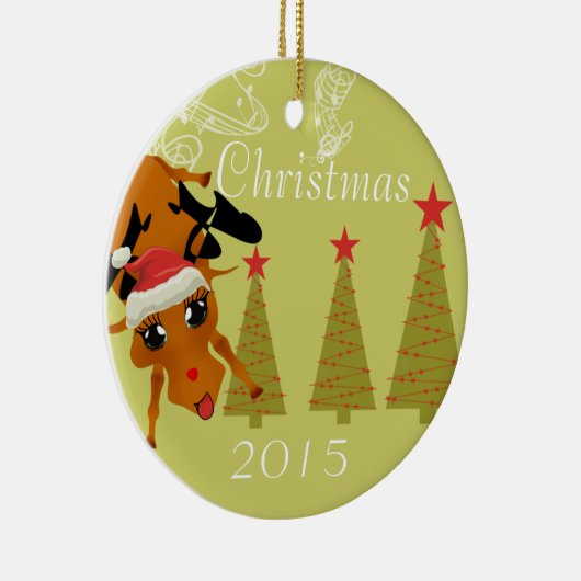 Funny Reindeer Kerstversiering Keramisch Ornament (Rechts)