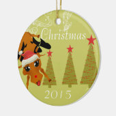 Funny Reindeer Kerstversiering Keramisch Ornament (Links)
