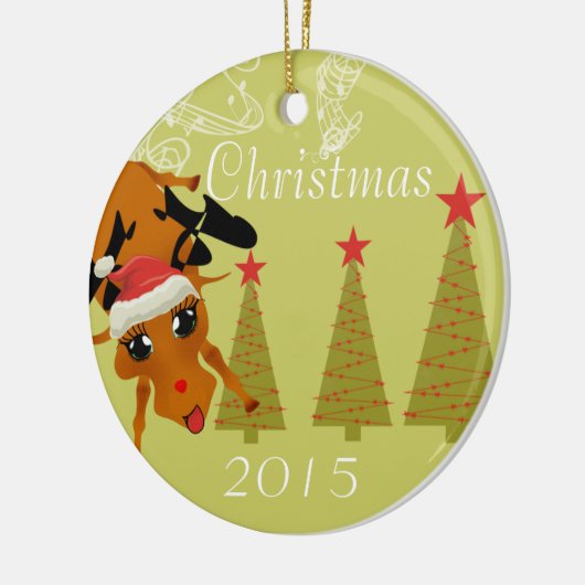 Funny Reindeer Kerstversiering Keramisch Ornament (Links)
