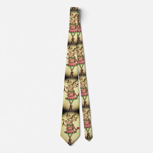 Funny Reindeer Men's Christmas Tie Stropdas (Voorkant)