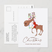 Funny Reindeer Merry kerst Corporate Greeting Briefkaart (Voorkant / Achterkant)
