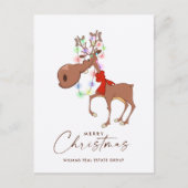 Funny Reindeer Merry kerst Corporate Greeting Briefkaart (Voorkant)