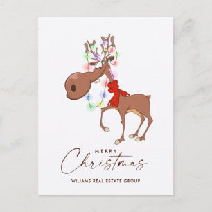 Funny Reindeer Merry kerst Corporate Greeting Briefkaart