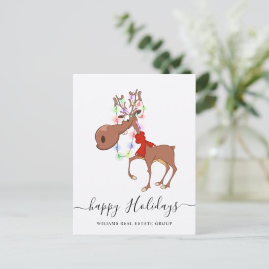 Funny Reindeer Merry kerst Corporate Greeting Briefkaart (Staand voorkant)