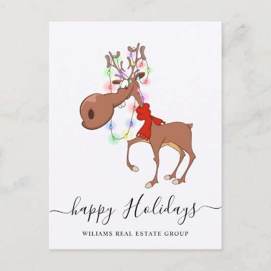 Funny Reindeer Merry kerst Corporate Greeting Briefkaart (Voorkant)