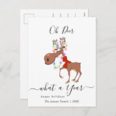 Funny Reindeer Merry-kerstgroet Feestdagenkaart (Voorkant / Achterkant)