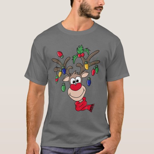 Funny Reindeer Merry Kerstmis T-shirt (Voorkant)