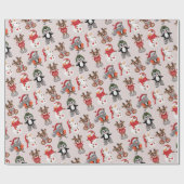 Funny Reindeer met Snow Man Kerstmis Cadeaupapier (Vlak)