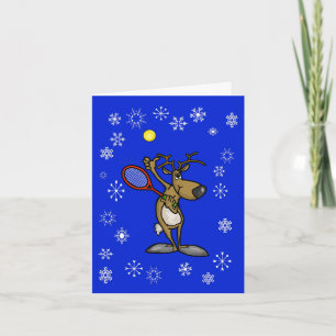 Funny Reindeer met Tennis Racket-kerstkaart Kaart