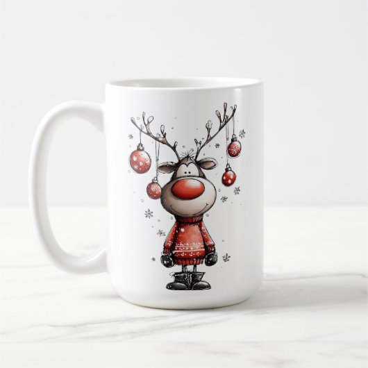 Funny Reindeer Mug – Oh Deer Christmas! Koffiemok (Links)