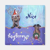 Funny Reindeer Naughty Nice Dishwasher Magnet (Voorkant)
