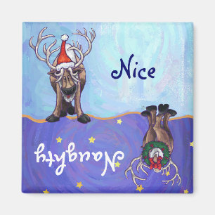Funny Reindeer Naughty Nice Dishwasher Magnet